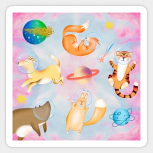 Happy animals in the space Sticker